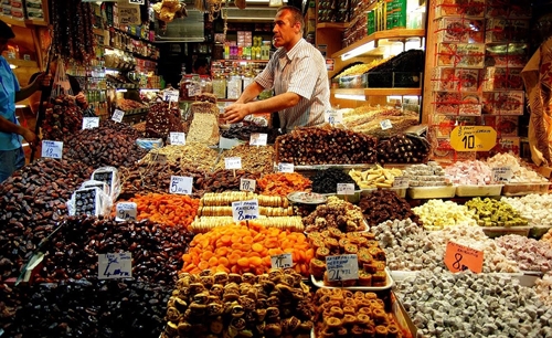 góc bán hàng tại chợ gia vị ai cập istanbul